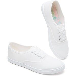 ⚡Women's White Classic Sneakers Low Top White Canvas Shoes Casual Lightweight